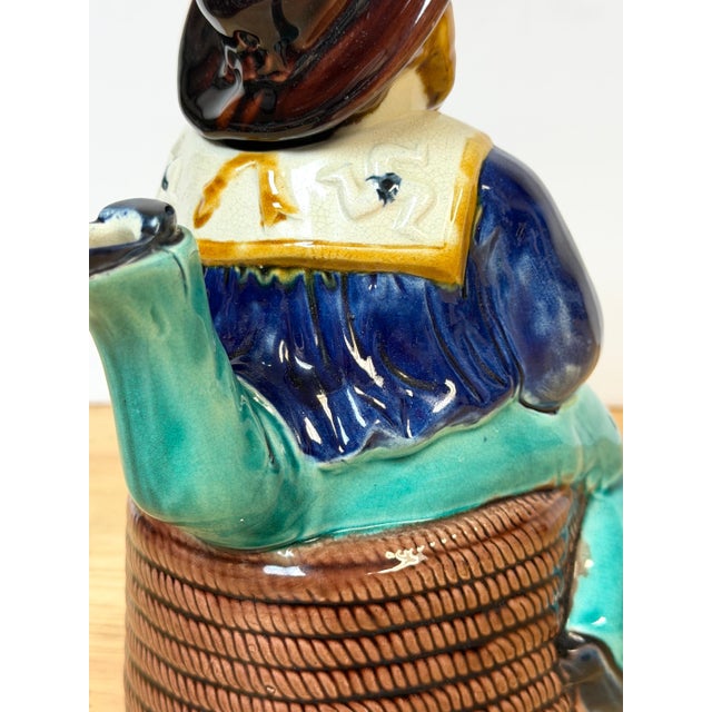 Victorian Majolica “Three-Legged Sailor” Teapot, Attributed William Brownfield For Sale - Image 14 of 18
