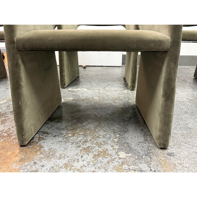 Olive Caleb Zipperer for Cb2 Foley Olive Green Velvet Dining Armchairs, Set of Four For Sale - Image 8 of 12