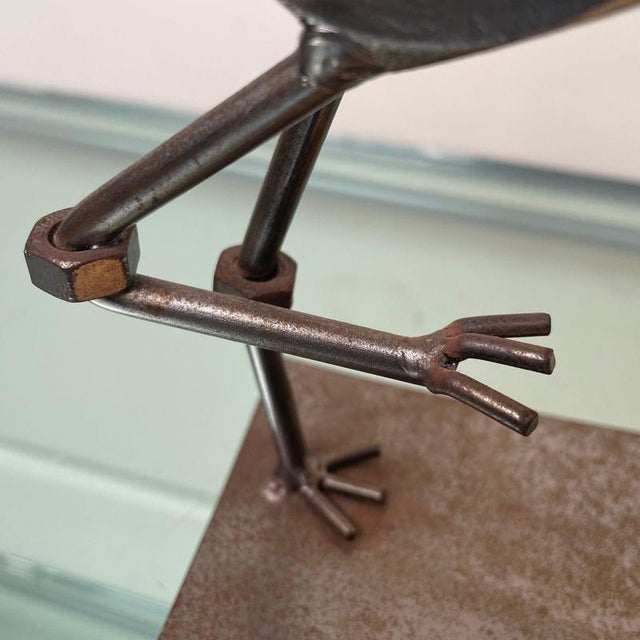 Folk Art Steampunk Welded Metal Stork and Baby Figurine For Sale - Image 11 of 13