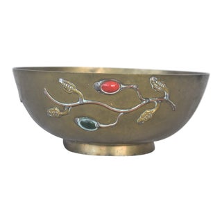 Vintage Jeweled Chinese Bowl For Sale