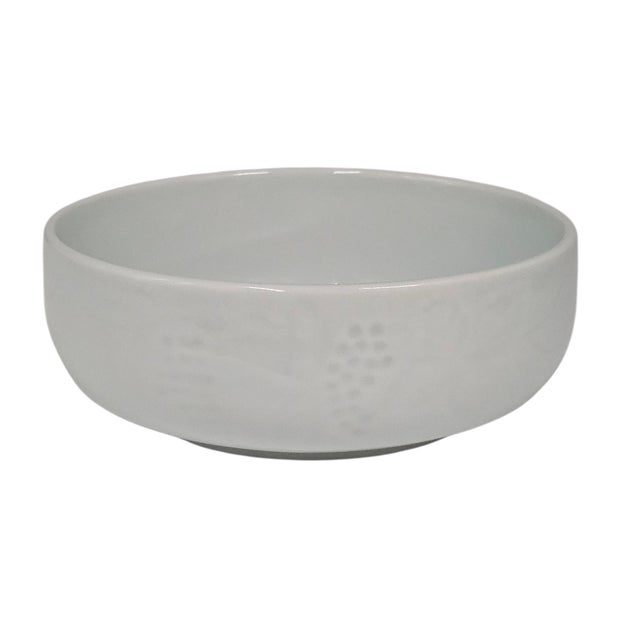 Late 20th Century Set of 5 Vintage Korean Celadon Bowls With Grape Leaf Relief – Pale Blue Porcelain Soup or Salad Dishes For Sale - Image 5 of 9