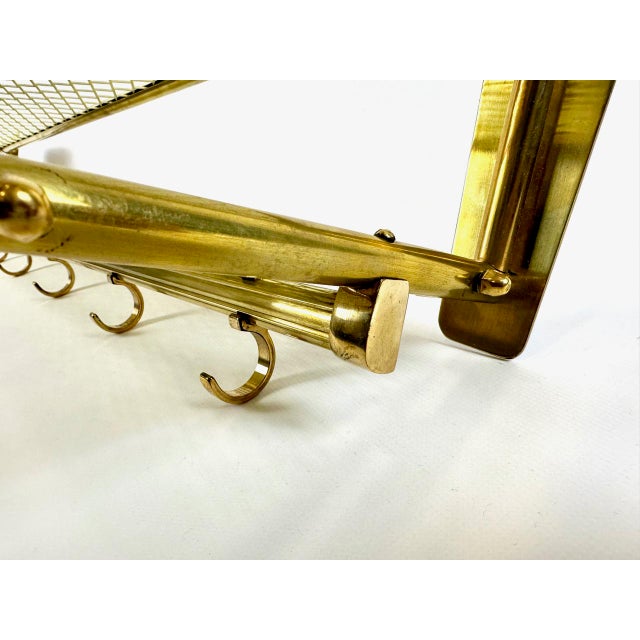 Gold Large Mid-Century Modern Brass Wall-Mounted Coat Rack, 1950s For Sale - Image 8 of 17