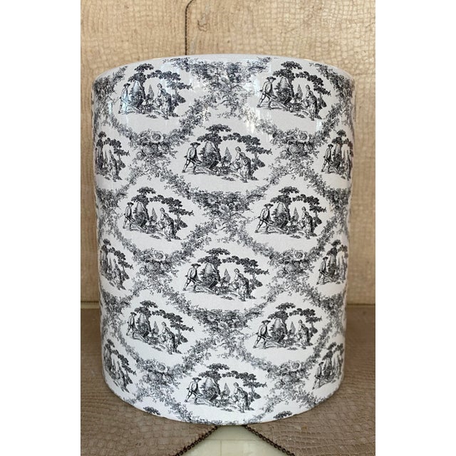 Italian Vintage Labrazel Ceramic Black/Cream Toile Wastebasket, Made in Italy For Sale - Image 3 of 7