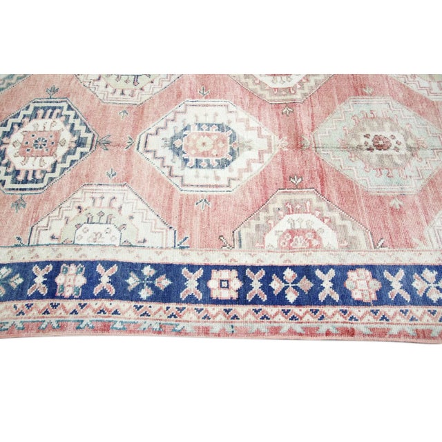 1960s 1960s Vintage Pink & Blue Rug For Sale - Image 5 of 10