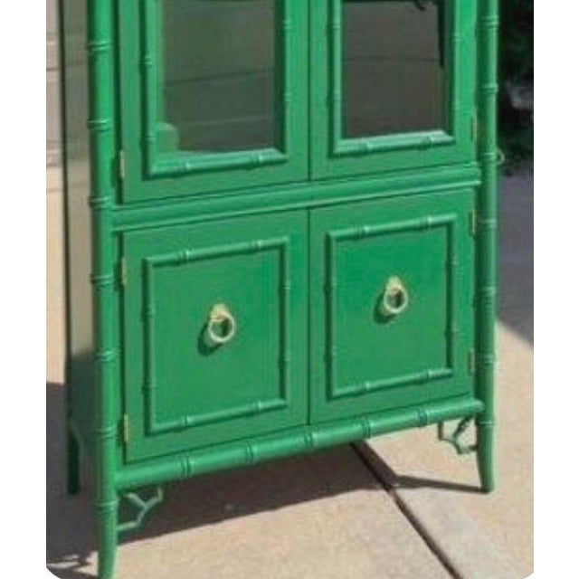 Vintage Faux Bamboo Display Cabinet Chinoiserie Style For Sale - Image 11 of 12