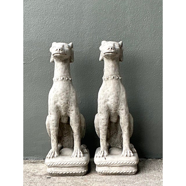 Vintage Cast Concrete Dogs - A Pair For Sale - Image 4 of 12