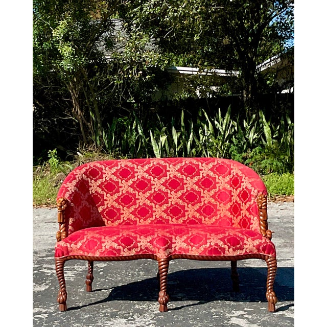 Wood Vintage Regency Knot and Rope Settee For Sale - Image 7 of 11