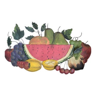 Vintage Painted Tole Metal Fruit Wall Sculpture For Sale