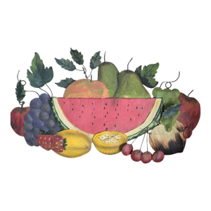 Vintage Painted Tole Metal Fruit Wall Sculpture
