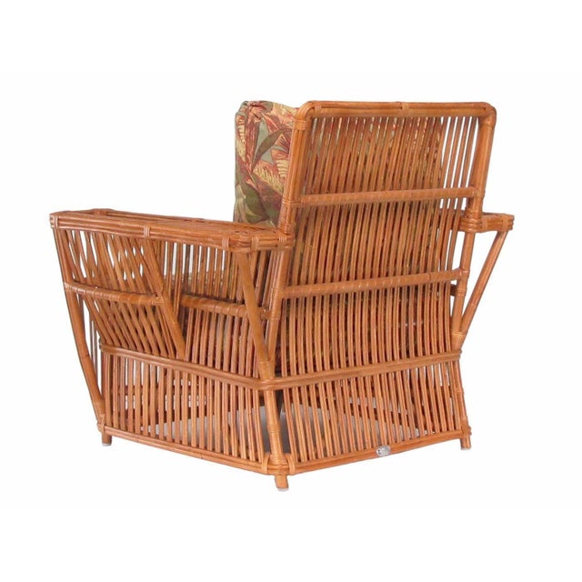 1990s Presidents Art Deco Stick Reed Rattan Nantucket Lounge Armchair For Sale In Los Angeles - Image 6 of 7