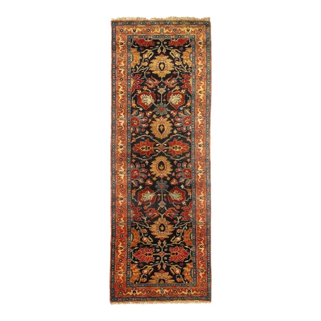 Pasargad DC Navy Blue Color Fine Hand Knotted Persian Tabriz Design Runner Rug For Sale