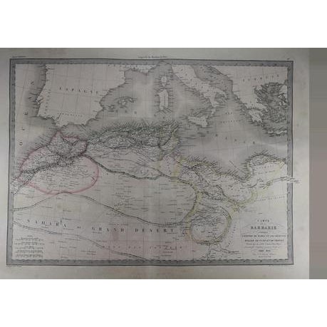 Antique Map of Barbary in 1838. Barbarie an Original 1838 First Edition of a Pierre M. Lapie Map For Sale - Image 3 of 3