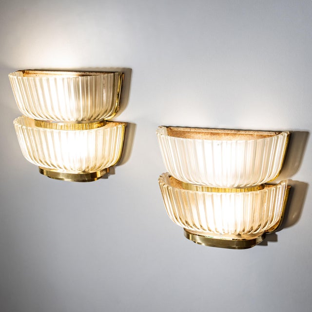 Art Deco Glass Wall Lights attributed to Archimede Seguso, Italy, 1940s, Set of 2 For Sale - Image 11 of 11