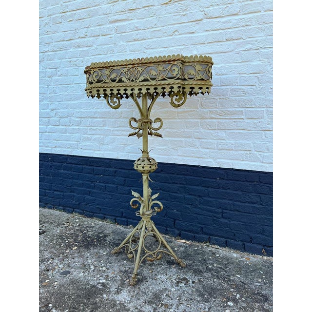 Forest Green Art Nouveau Wrought Iron Garden Plant Stand, 1900s For Sale - Image 8 of 18