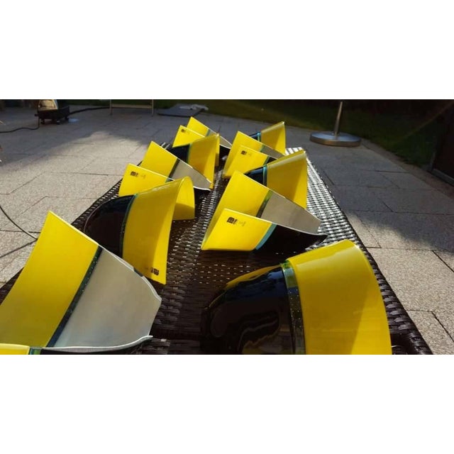 Murano Pair of Murano Yellow and Black Glass Wall Sconces, Late 20th Century For Sale - Image 4 of 5