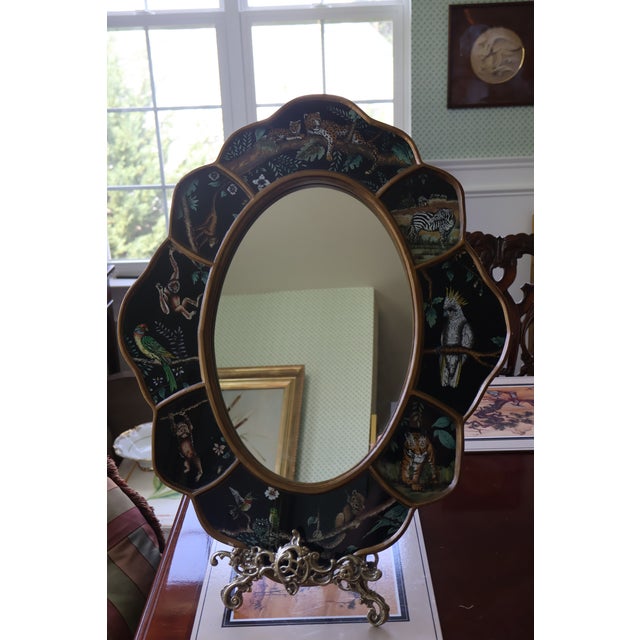 Vintage Robert M. Weiss Peruvian Reverse-Painted Wildlife Mirror For Sale - Image 14 of 18