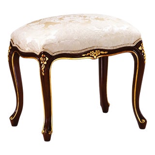 Italian Louis XV Vanity Stool With Gold Leaf Accents For Sale