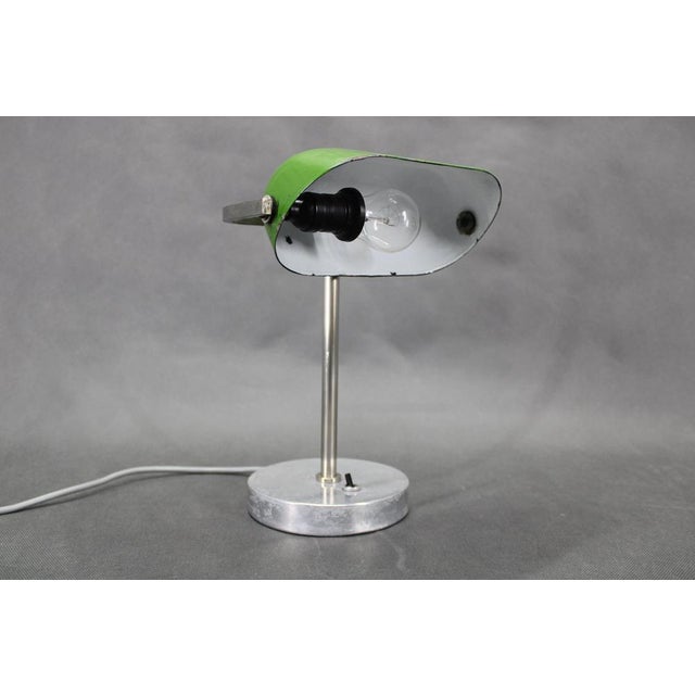 1940s Vintage Art Deco Nickel Banker Table Lamp, 1940s For Sale - Image 5 of 16