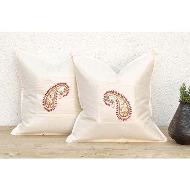 Pair of Buti Ivory Paisley Pillow Cover For Sale In Los Angeles - Image 6 of 6