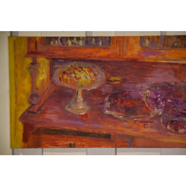 Jean-Claude Thuillier, Post-Impressionist Still Life of Cherries in the Cupboard, 2001, Oil on Canvas For Sale - Image 4 of 9
