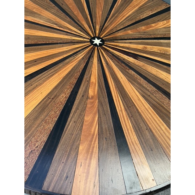 Brown Vintage Starburst Inlay Dining Table For Sale - Image 8 of 12