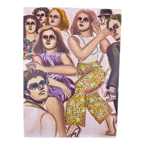 1970s Lester Johnson Group Scene Slacks Hand Signed and Numbered Litho Art