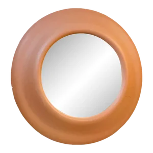 1970s Modern Lacquered Round Coral Mirror