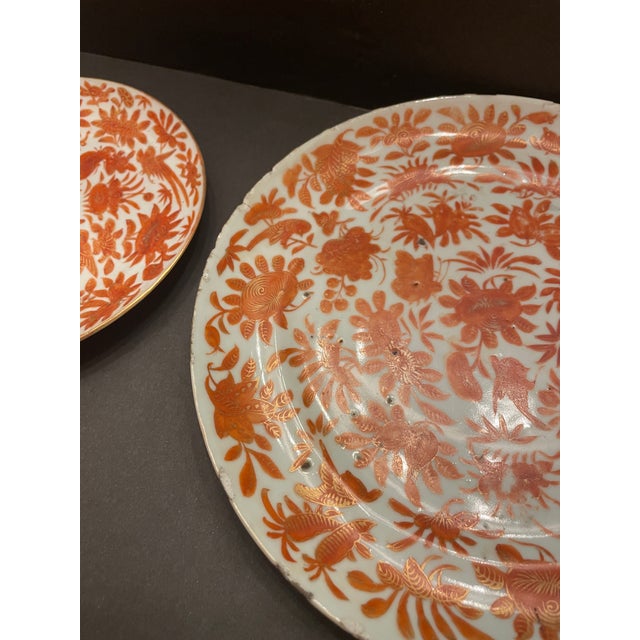 Two Sacred Butterfly Chinese Export Porcelain Plates For Sale - Image 4 of 8