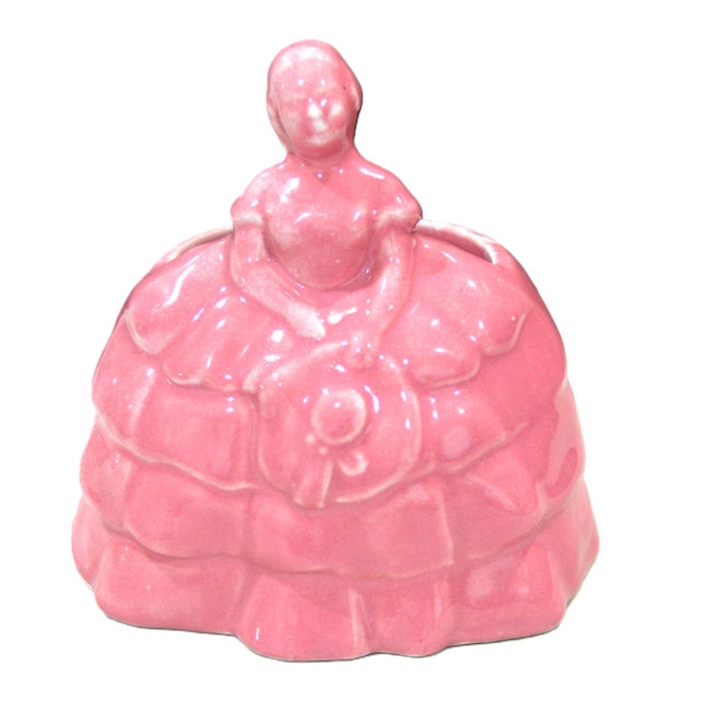 Fun and kitschy pink glaze pottery planter made in USA. Fabulous find for use or display.