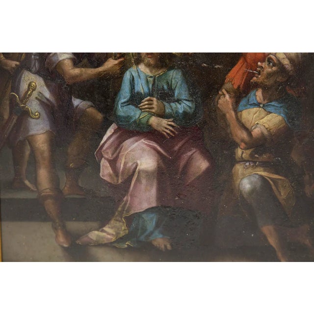 Blue Italian Artist, The Mockery of Christ, Late 1600s, Oil on Copper, Framed For Sale - Image 8 of 11