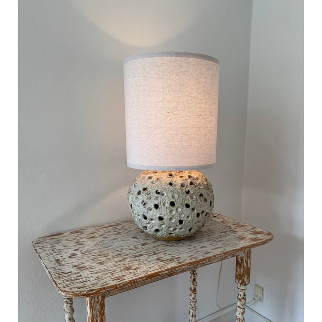 Large Mid-Century Danish Butalist Ceramic Table Lamp in the style of Sejer, 1960s For Sale - Image 6 of 8