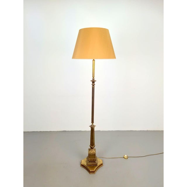 Vintage Neoclassical Empire Column Floor Lamp in Brass and Gilt Bronze, France, 1970 For Sale - Image 6 of 10
