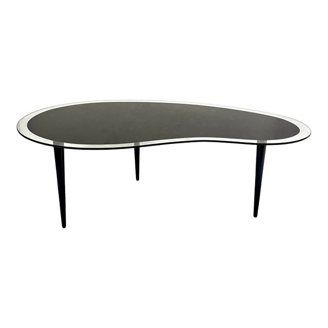 1960s Italian Mid-Century Modern Design Bean Shape Black Crystal Coffee Table For Sale