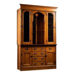 Early 20th Century Lighted Hutch Cabinet For Sale