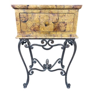 Vintage Tessellated Horn Side Table on Iron Base, Hollywood Regency For Sale