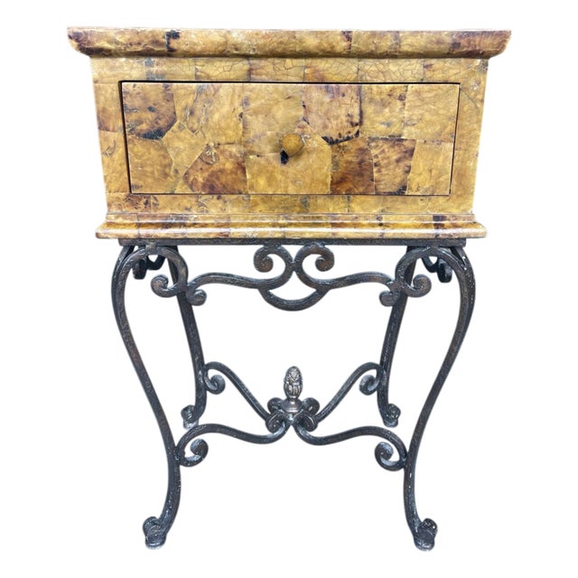 Vintage Tessellated Horn Side Table on Iron Base, Hollywood Regency For Sale
