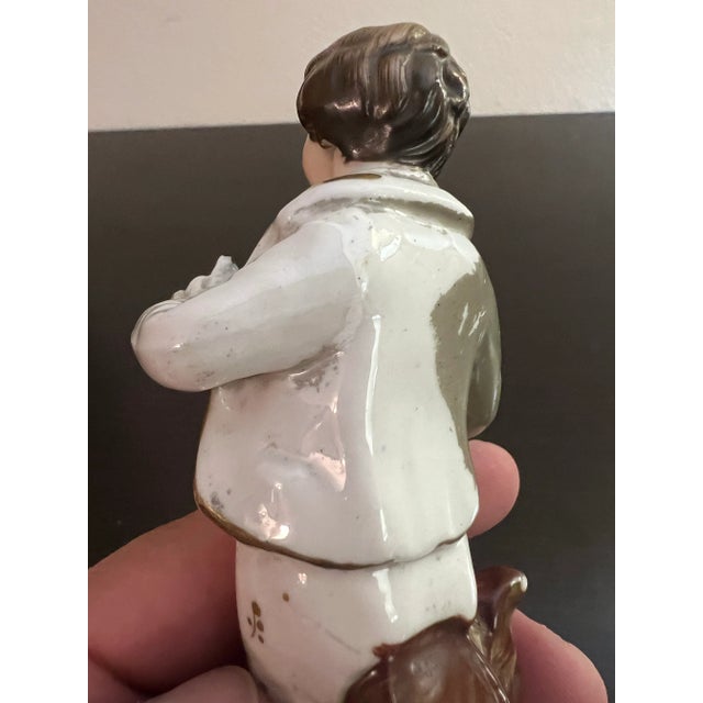 Brown Antique English Staffordshire Man With 2 Doves Figure Circa 1860's For Sale - Image 8 of 9