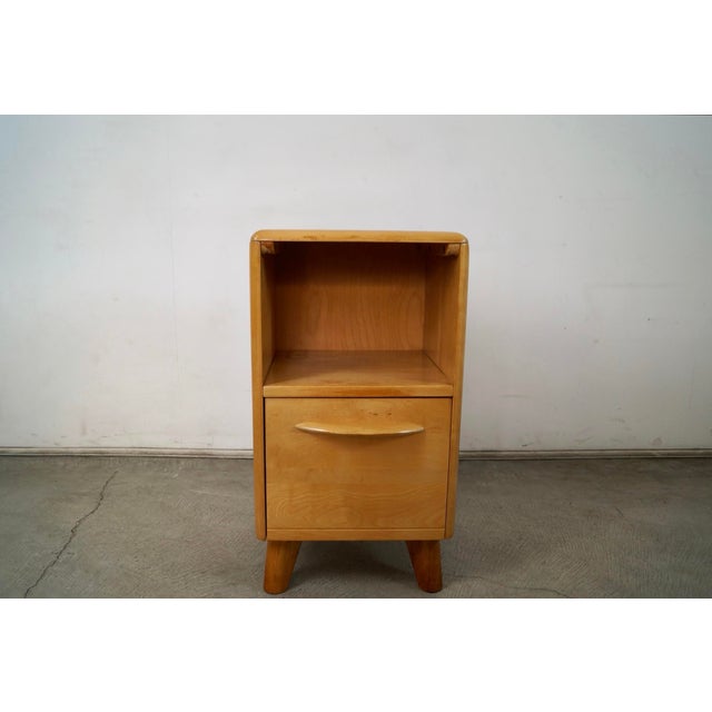 Mid-Century Modern 1940’s Art Deco Solid Birch Heywood Wakefield Nightstand / Cabinet For Sale - Image 3 of 12