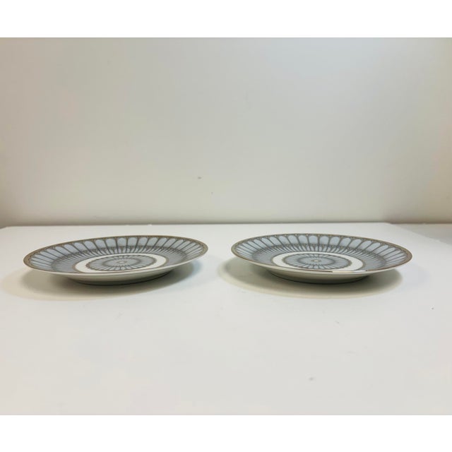 2020s Deshouliieres Limoges Arcades Grey and Platinum 2 Bread and Butter Plates, One Cup and Two Saucers - 5 Pieces For Sale - Image 5 of 11