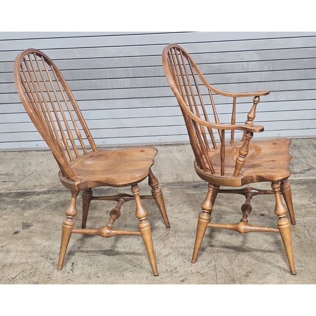 Mid 20th Century Set of 6 e.r. Buck Solid Maple Bow Back Side Windsor Chairs Made Massachussett For Sale - Image 9 of 12