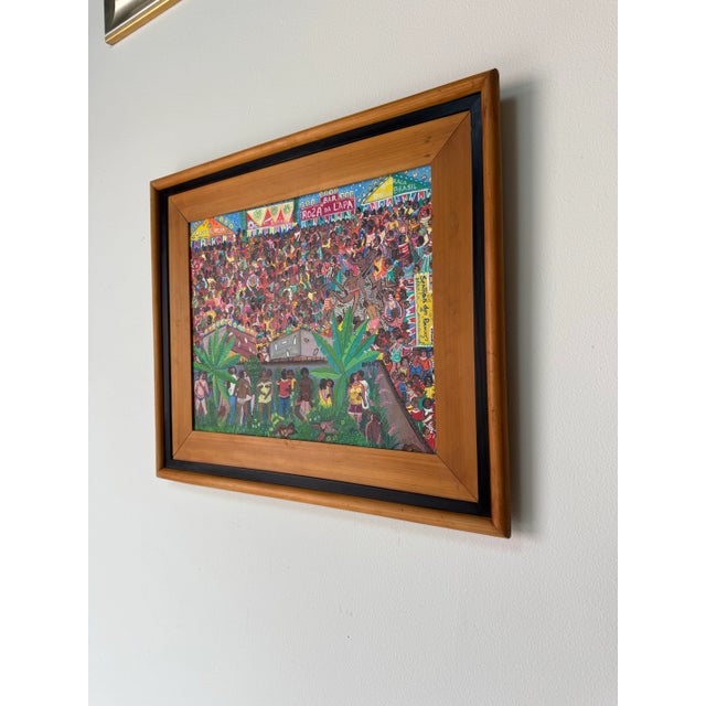 1986 Babalu “Detalhe Das Festas De Largo” Brazilian Folk Art Oil on Canvas Painting, Framed For Sale - Image 4 of 11