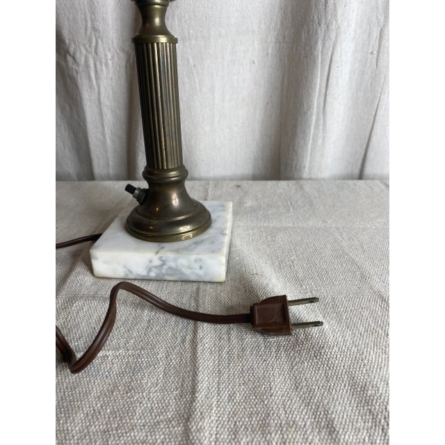 Antique Mulberry Glass and Marble Electricfied Oil Lamp For Sale In Baltimore - Image 6 of 8