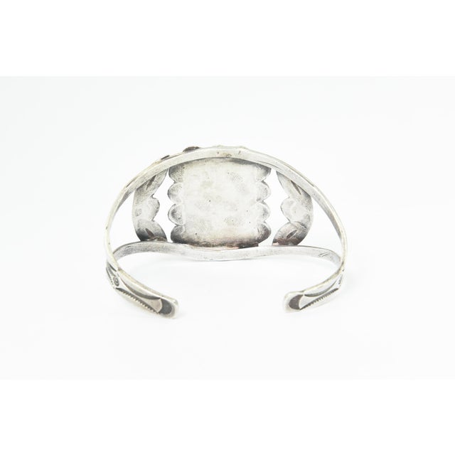 Mid 20th Century Southwestern Navajo Native American Style Moss Agate Silver Cuff Bracelet For Sale - Image 9 of 9