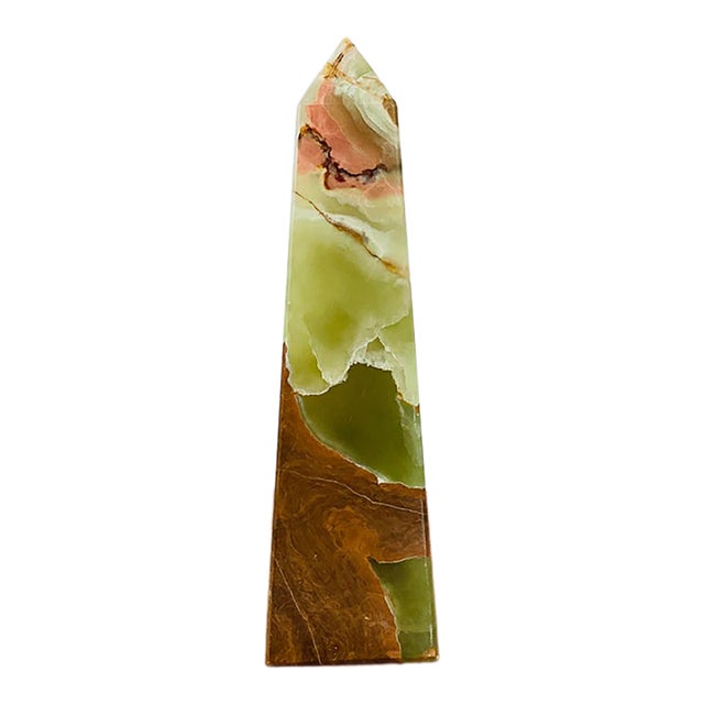 Vintage Solid Onyx Stone Obelisk Statue For Sale