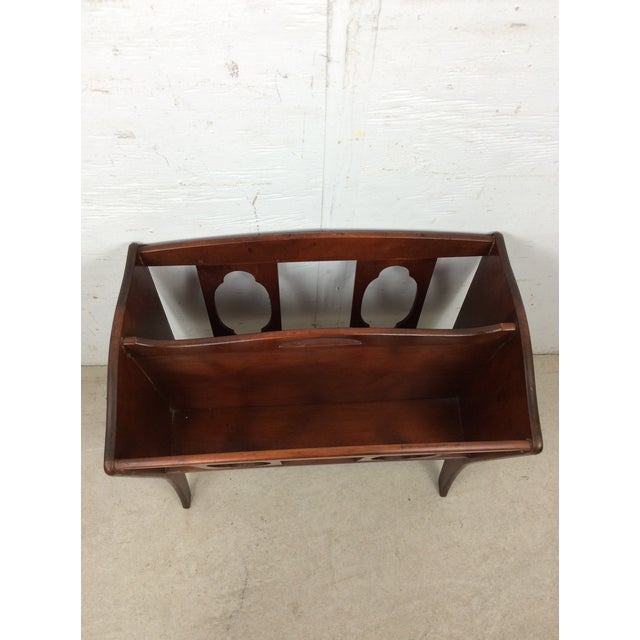 1950s Vintage Solid Wood Magazine Rack With Handle For Sale - Image 5 of 18
