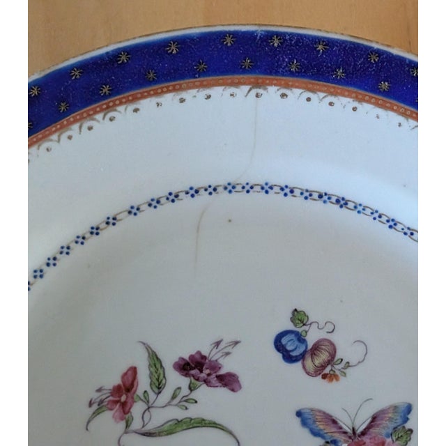 18th Century Chinese (Qianlong) Famille Rose Plus Blue Plate (7.5 Inch) For Sale In Dallas - Image 6 of 7