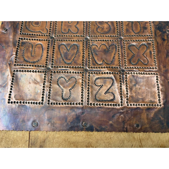 Early 20th Century Antique Copper Alphabet Wood Cutting Board For Sale - Image 5 of 18