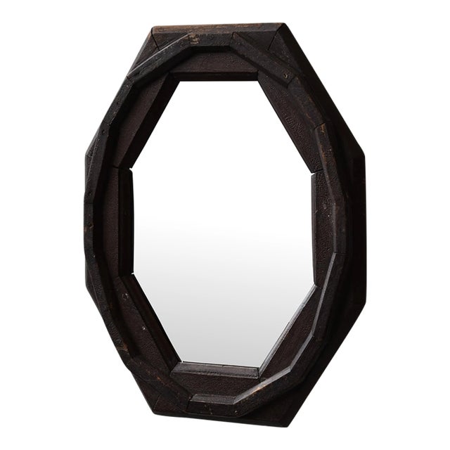 Antique Folk Art Reclaimed Trim Octagonal Mirror, Circa Early 20th Century For Sale