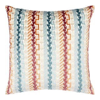 Scalamandre 22" x 22" Villelaure Pillow in Orange Teal For Sale
