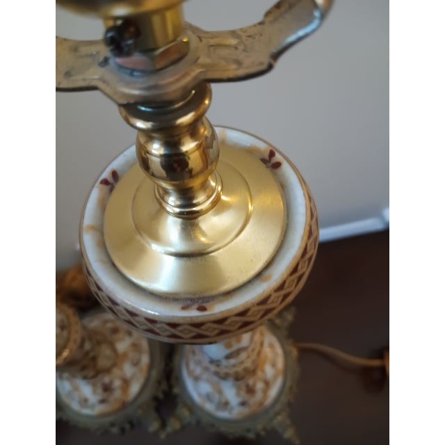 Vintage French Renaissance Rococo Table Lamps & Longwy-Style Ceramic Urn - Set of 3 For Sale - Image 11 of 12